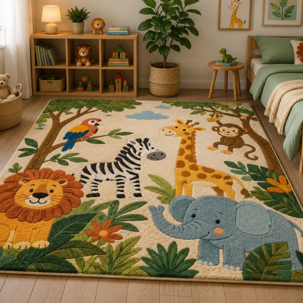 Safari Pals Animal Print Kids Rug