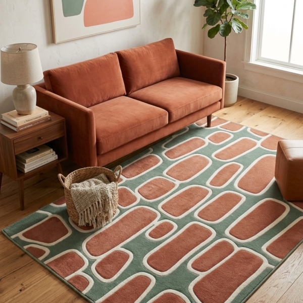 Sage & Terracotta Pebble Hand Tufted Wool Rug