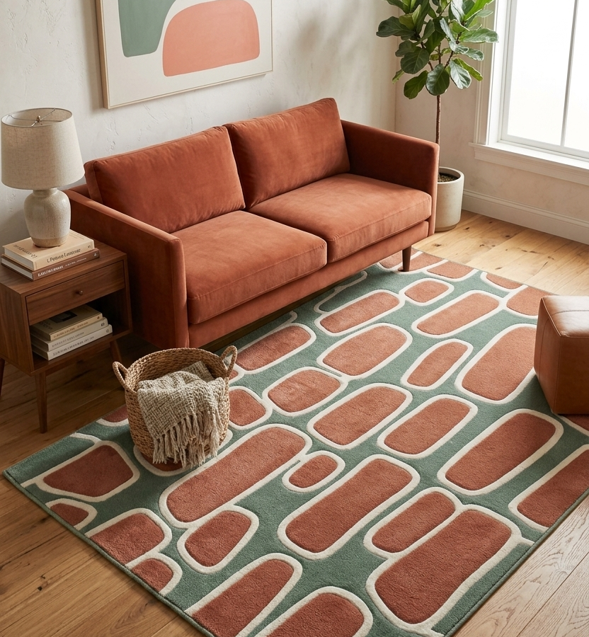 Sage & Terracotta Pebble Hand Tufted Wool Rug