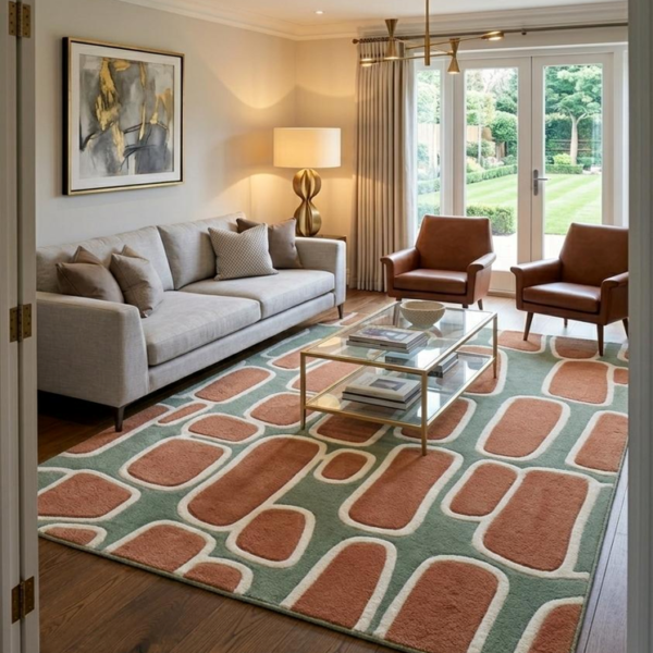 Sage & Terracotta Pebble Hand Tufted Wool Rug