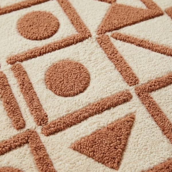 Terra Grid Motif Hand Tufted Wool Rug