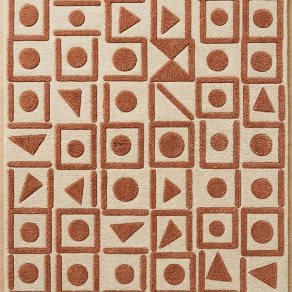 Terra Grid Motif Hand Tufted Wool Rug
