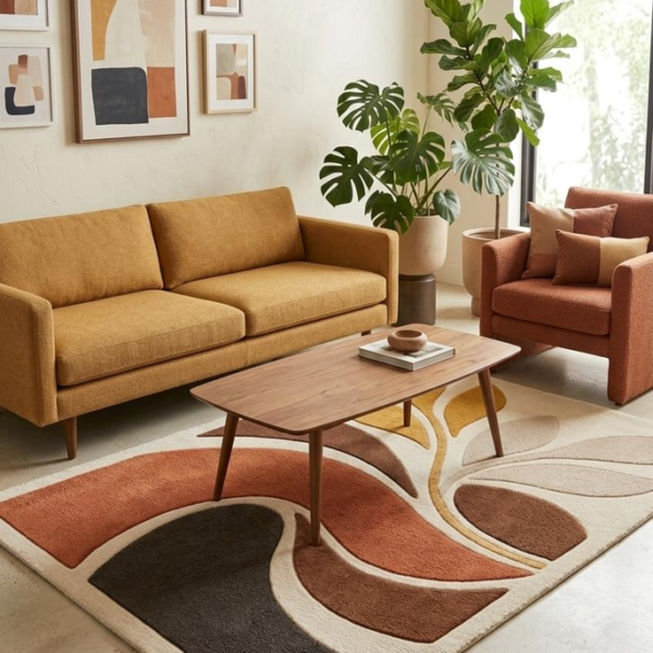 Abstract Botanical Tufted Area Rug