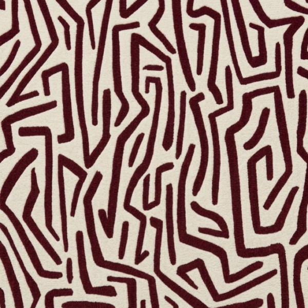 Abstract Burgundy & Ivory Geometric Area Rug