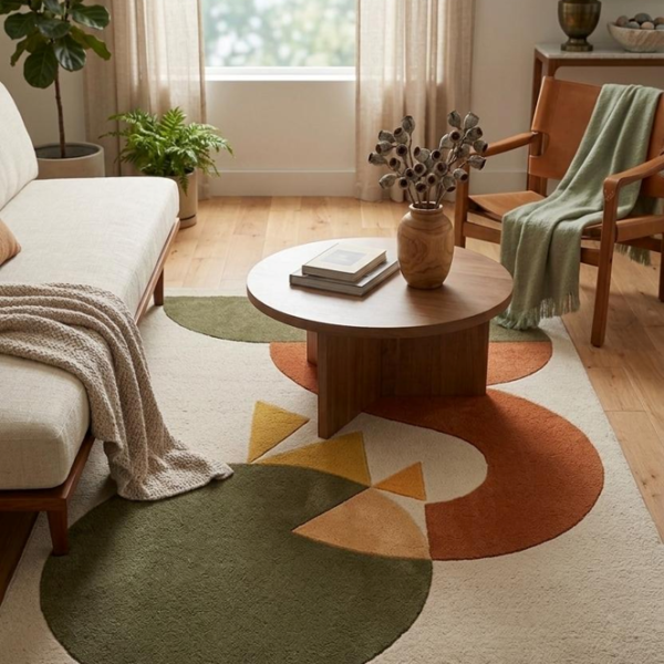 Abstract Organic Shapes Area Rug