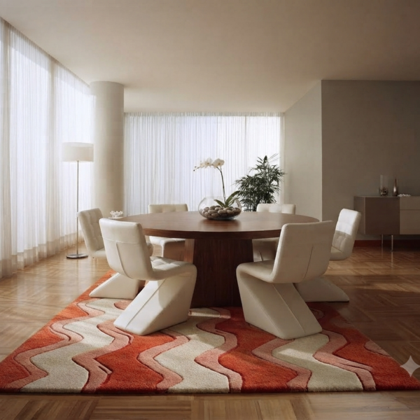 Abstract Wave Pattern Area Rug