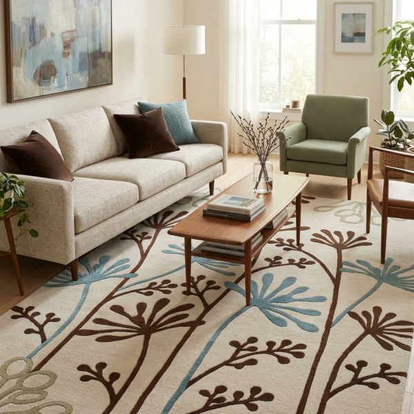 Botanical Floral Abstract Area Rug