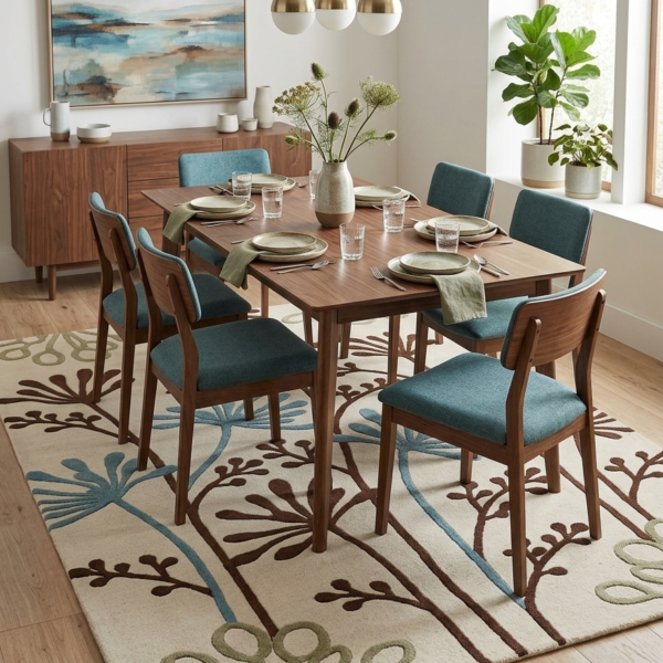 Botanical Floral Abstract Area Rug