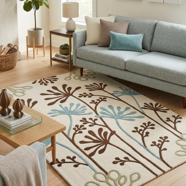 Botanical Floral Abstract Area Rug