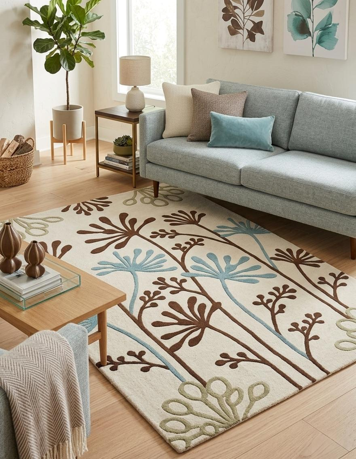 Botanical Floral Abstract Area Rug