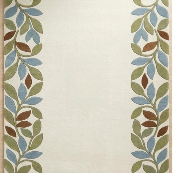 Botanical Leaf Border Area Rug