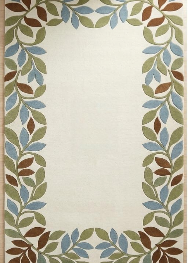 Botanical Leaf Border Area Rug
