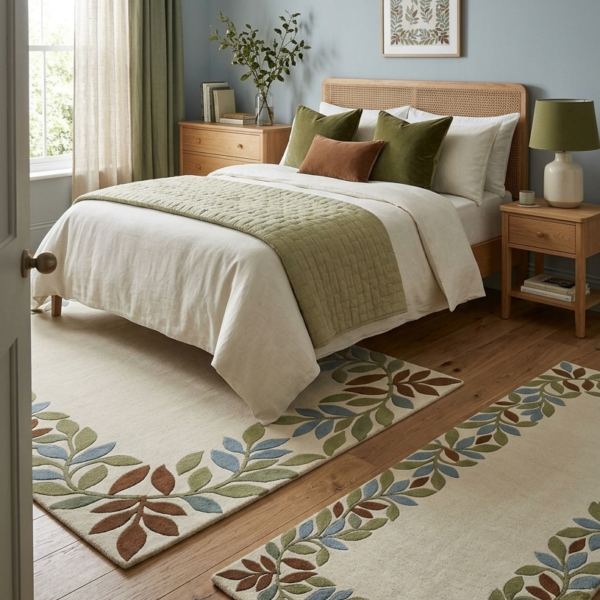 Botanical Leaf Border Area Rug