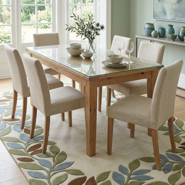 Botanical Leaf Border Area Rug
