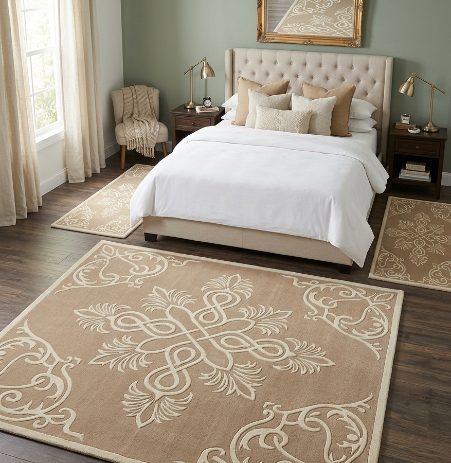 Classic Beige & Ivory Ornamental Medallion Area Rug