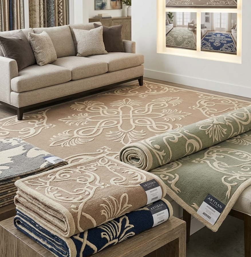 Classic Beige & Ivory Ornamental Medallion Area Rug