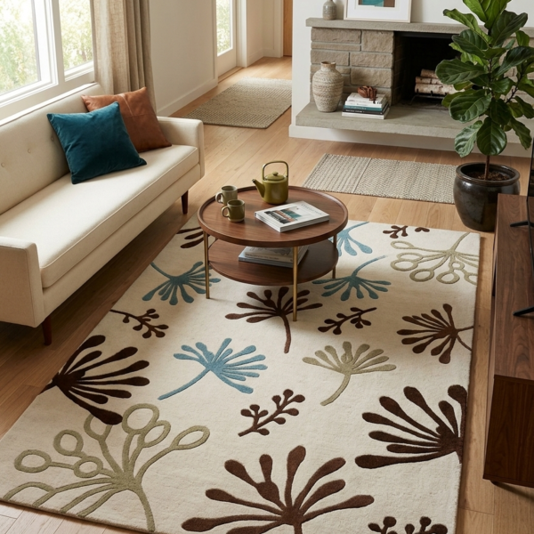 Contemporary Botanical Abstract Area Rug