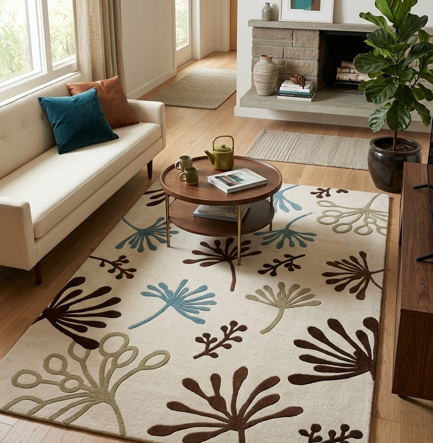 Contemporary Botanical Abstract Area Rug