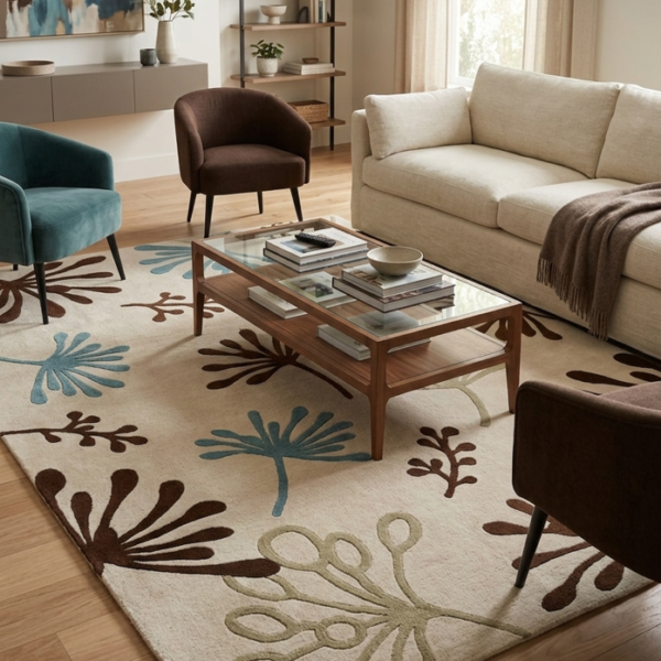 Contemporary Botanical Abstract Area Rug