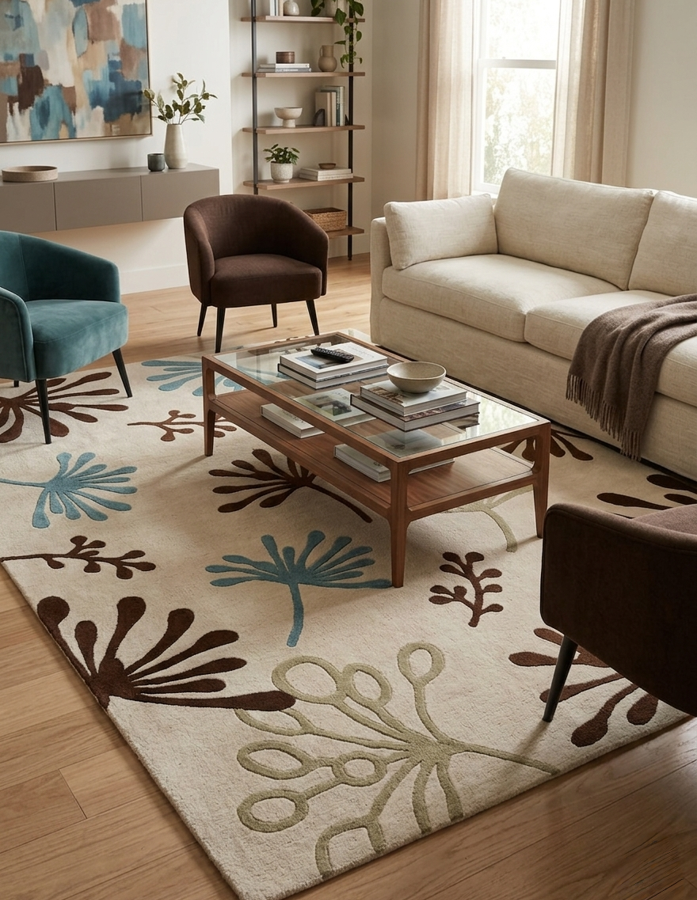 Contemporary Botanical Abstract Area Rug
