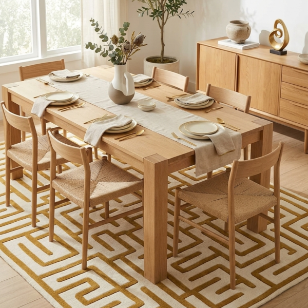 Gold & Ivory Geometric Maze Area Rug