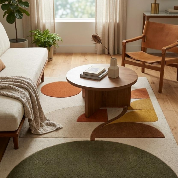 Modern Abstract Botanical Area Rug