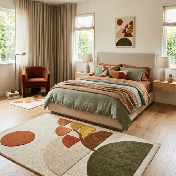 Modern Abstract Botanical Area Rug