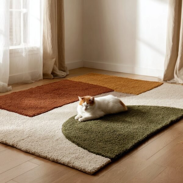 Modern Abstract Color Block Shag Area Rug