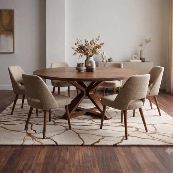 Modern Abstract Cream & Gold Area Rug
