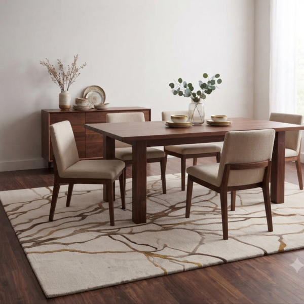 Modern Abstract Cream & Gold Area Rug