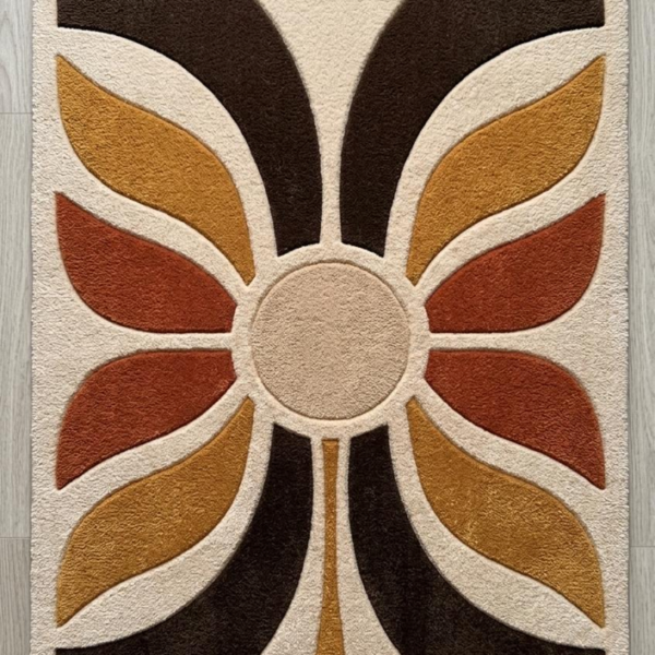 Modern Retro Floral Geometric Area Rug