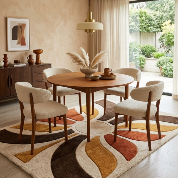 Modern Retro Floral Geometric Area Rug