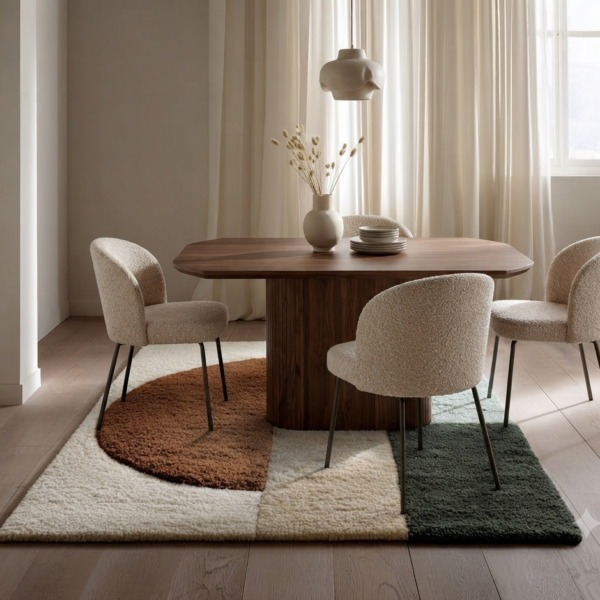 Netyex Abstract Geometric Area Rug – Modern Cream, Brown