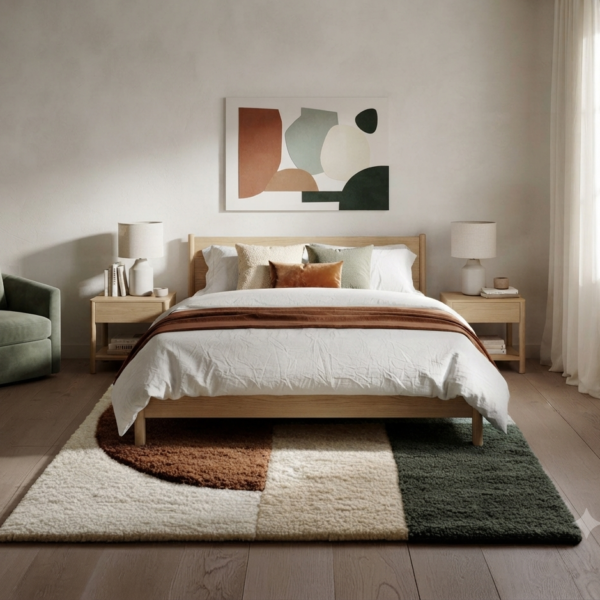 Netyex Abstract Geometric Area Rug – Modern Cream, Brown