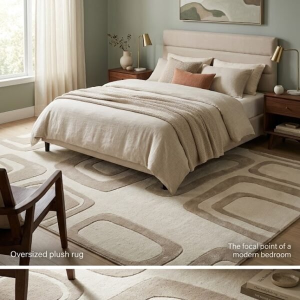 Abstract Geometric Beige Area Rug