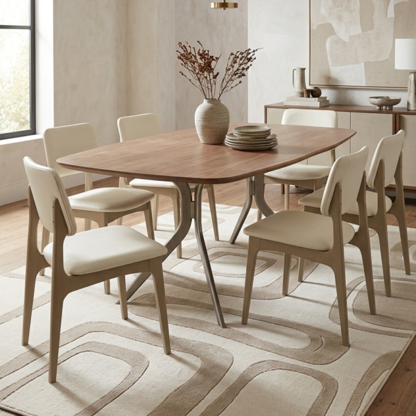Abstract Geometric Beige Area Rug
