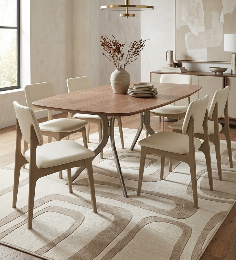 Abstract Geometric Beige Area Rug
