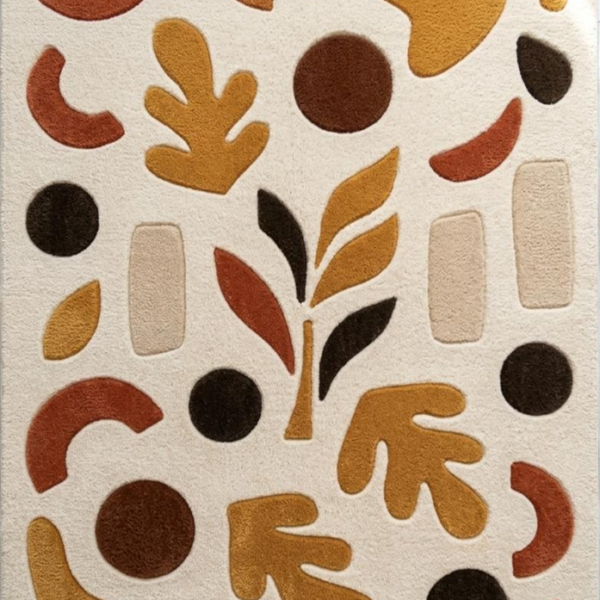 Abstract Organic Shapes Textured Area Rug