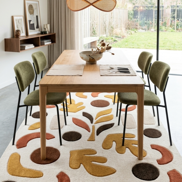 Abstract Organic Shapes Textured Area Rug