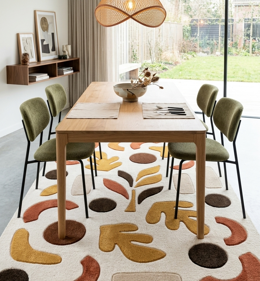 Abstract Organic Shapes Textured Area Rug