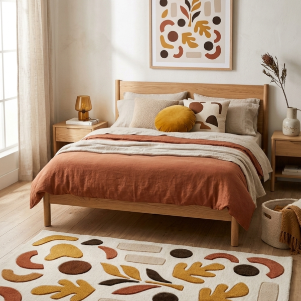 Abstract Organic Shapes Textured Area Rug