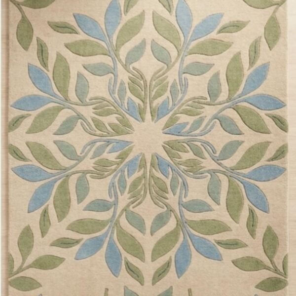 Botanical Leaf Pattern Handcrafted Area Rug