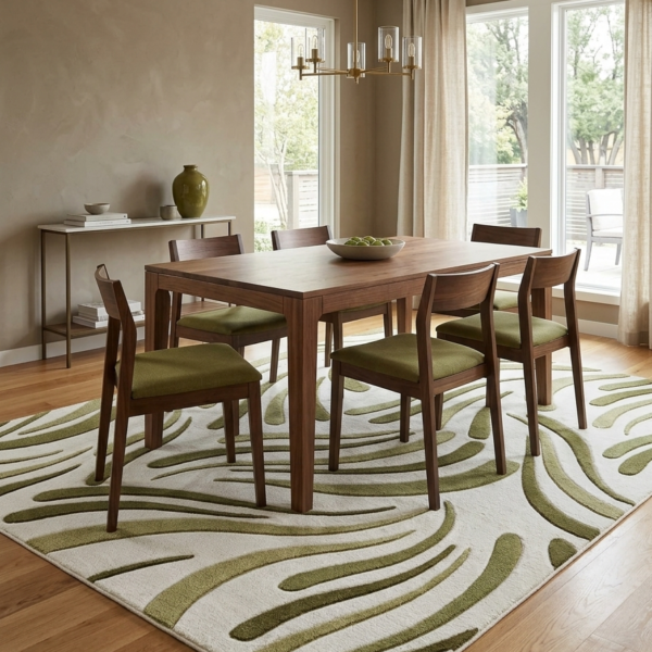 Organic Olive Abstract Area Rug
