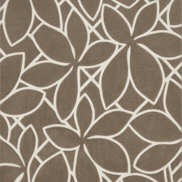 Taupe & Ivory Floral Geometric Area Rug