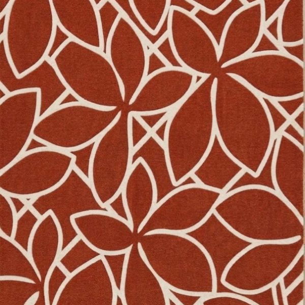 Terracotta Floral Abstract Area Rug