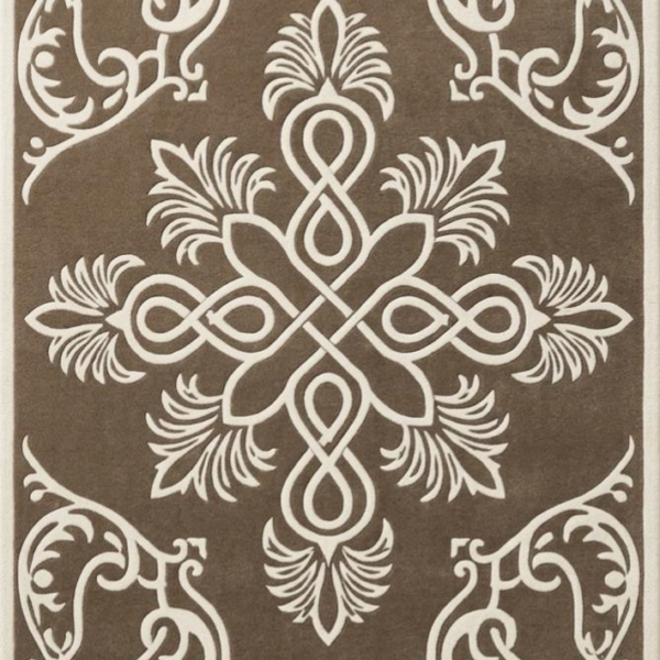 Ornate Traditional Medallion Area Rug – Brown & Ivory