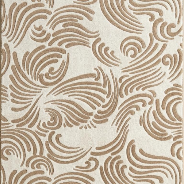 Textured Abstract Paisley Wave Rug – Beige & Taupe