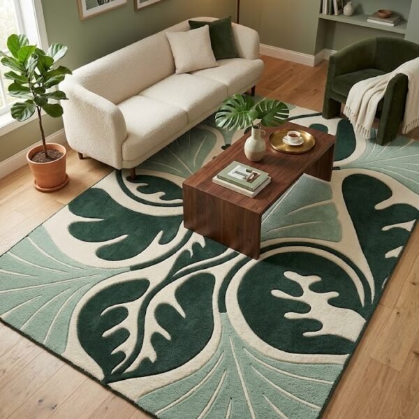 Tropical Botanical Leaf Area Rug