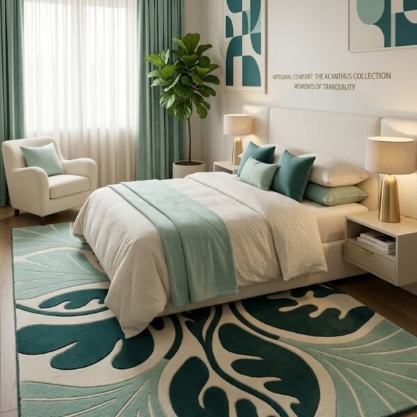 Tropical Botanical Leaf Area Rug