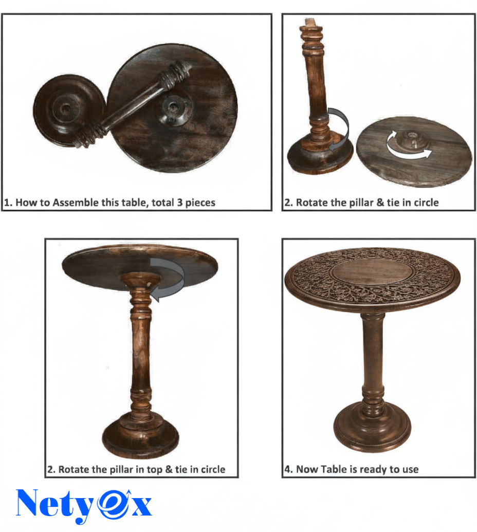 Coffee Table for Livingroom, Single Pillar End Table